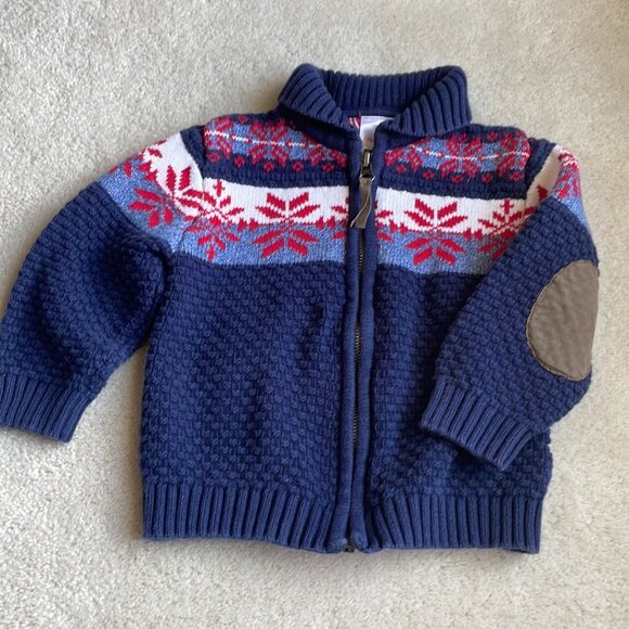 Hanna Andersson North Star Snowflake Fair Isle Zip Cardigan Sweater 18-24 months - Picture 4 of 11